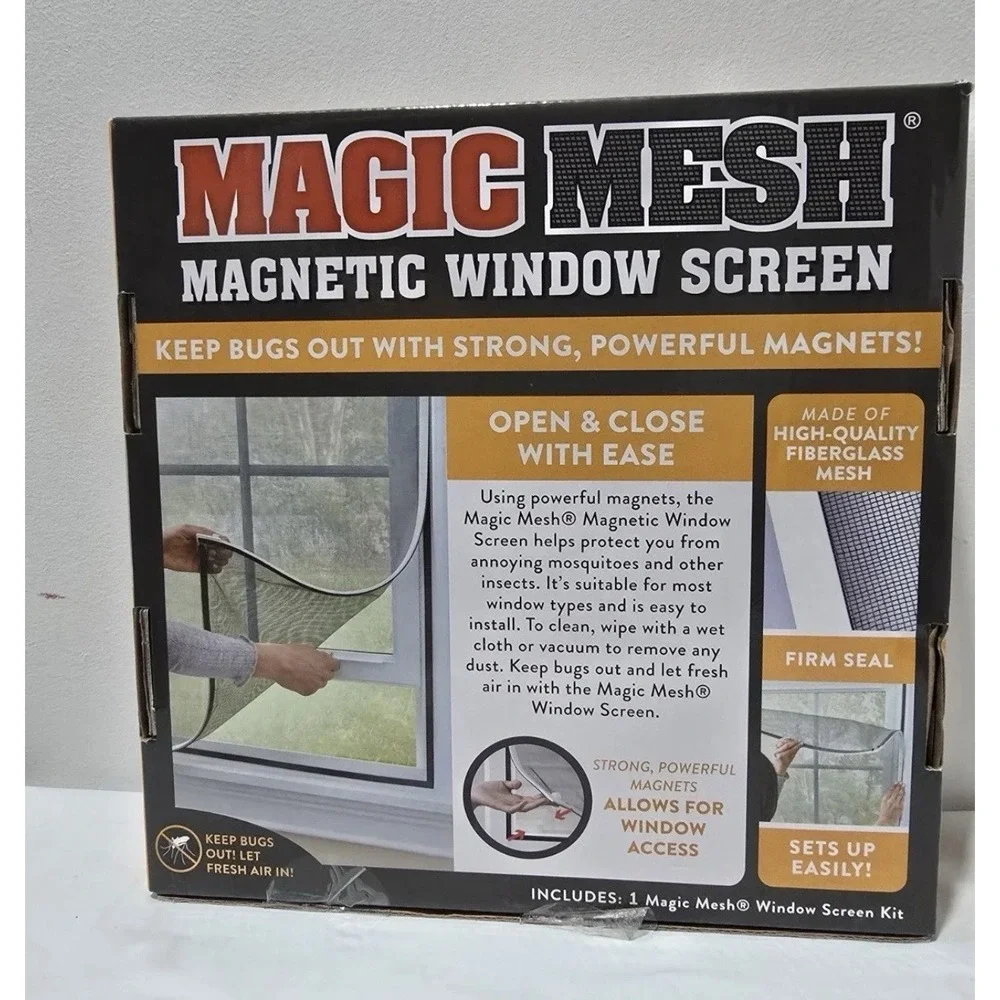Magic Mesh Magnetic Replacement Window Screen  Keeps Bugs Out NEW - SEALED
